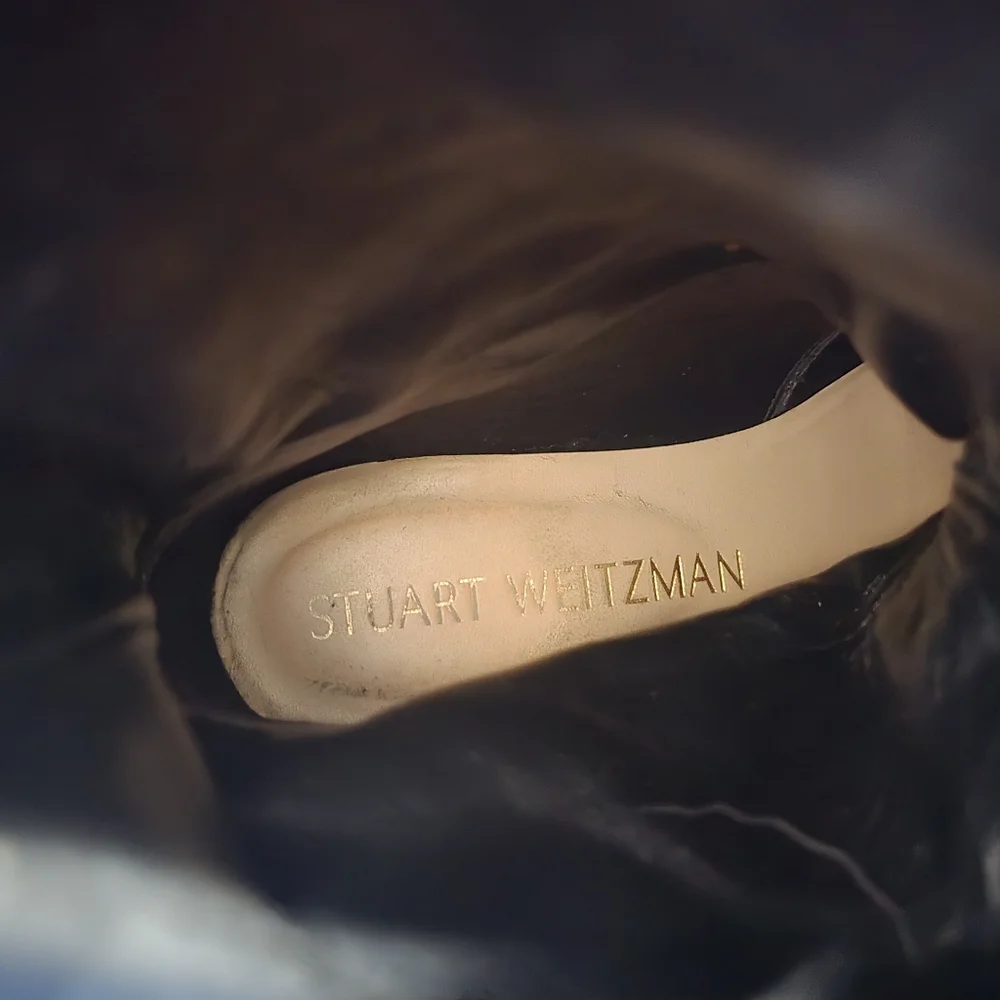 Stuart Weitzman NEW Black Combat Boots with Gold Buckle - Picture 14 of 14